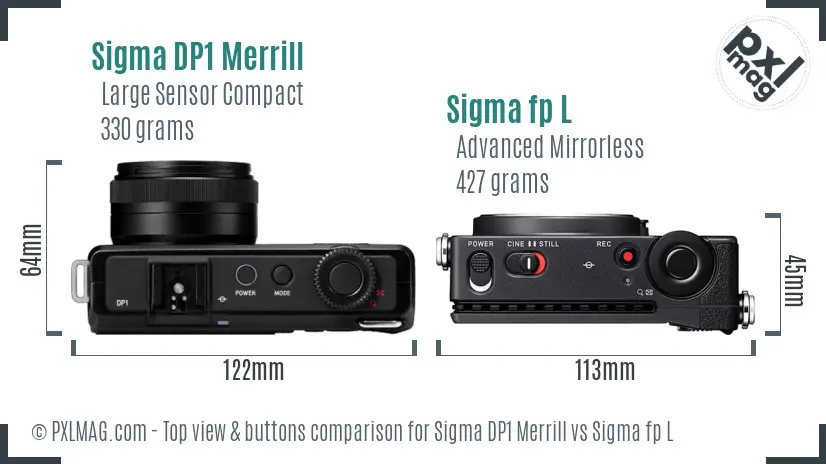 Sigma DP1 Merrill vs Sigma fp L top view buttons comparison