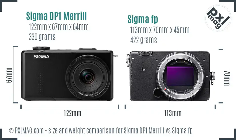 Sigma DP1 Merrill vs Sigma fp size comparison