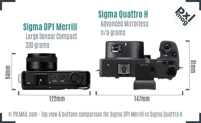 Sigma DP1 Merrill vs Sigma Quattro H top view buttons comparison