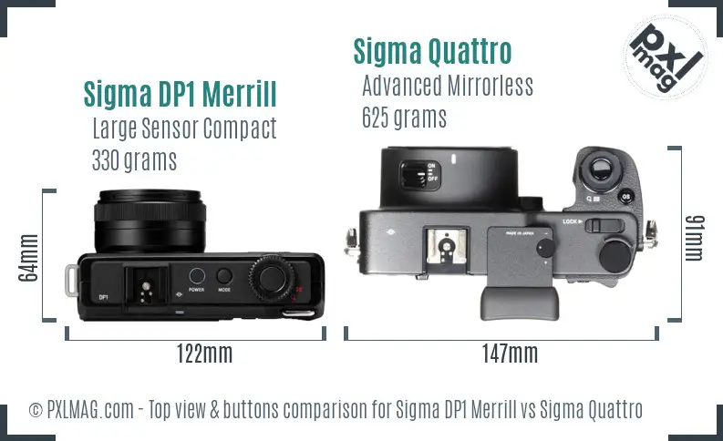 Sigma DP1 Merrill vs Sigma Quattro top view buttons comparison