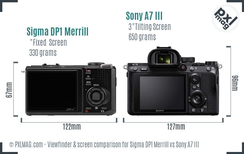 Sigma DP1 Merrill vs Sony A7 III Screen and Viewfinder comparison