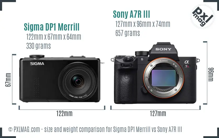 Sigma DP1 Merrill vs Sony A7R III size comparison