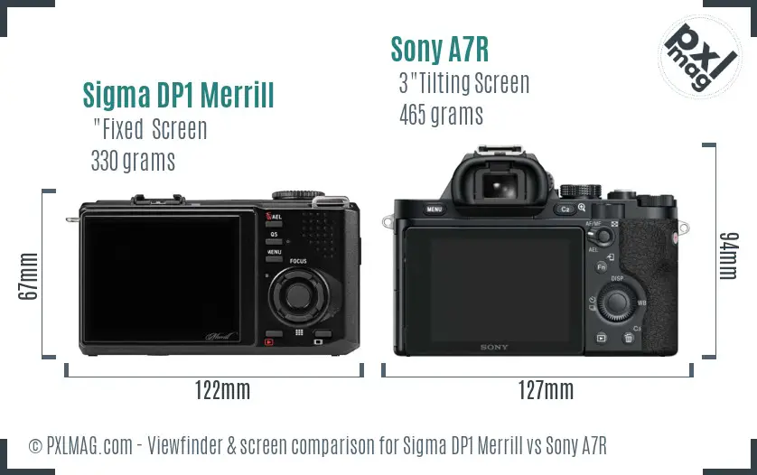 Sigma DP1 Merrill vs Sony A7R Screen and Viewfinder comparison