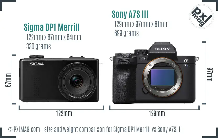 Sigma DP1 Merrill vs Sony A7S III size comparison