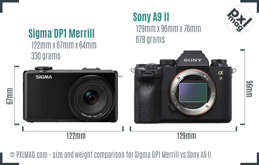 Sigma DP1 Merrill vs Sony A9 II size comparison Sigma DP1 Merrill vs Sony A9 II size comparison