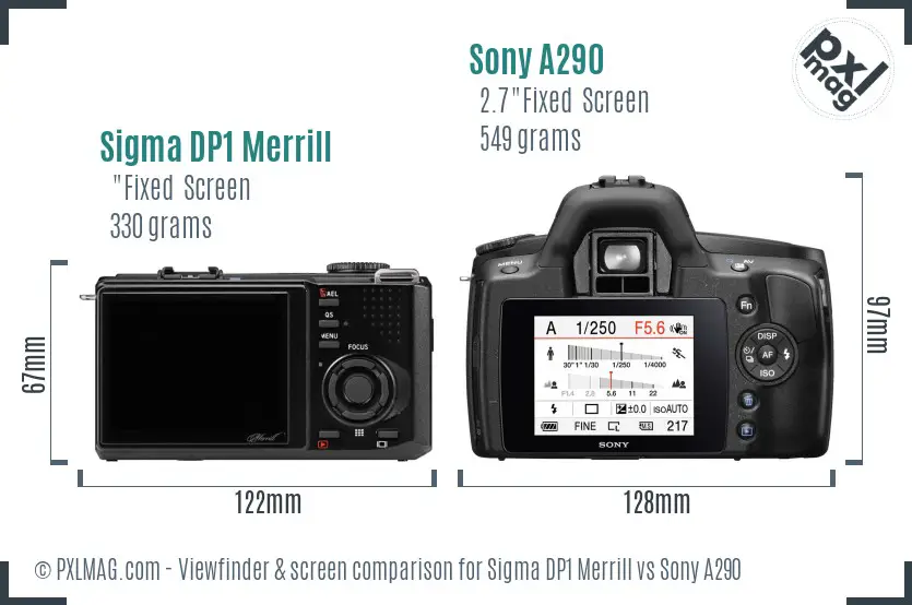 Sigma DP1 Merrill vs Sony A290 Screen and Viewfinder comparison