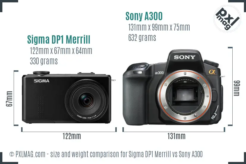 Sigma DP1 Merrill vs Sony A300 size comparison Sigma DP1 Merrill vs Sony A300 size comparison