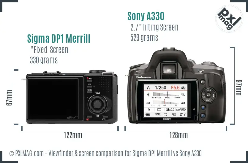 Sigma DP1 Merrill vs Sony A330 Screen and Viewfinder comparison