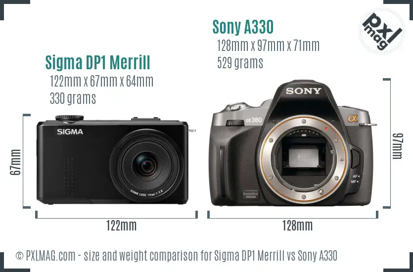 Sigma DP1 Merrill vs Sony A330 size comparison