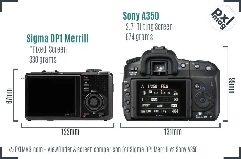 Sigma DP1 Merrill vs Sony A350 Screen and Viewfinder comparison Sigma DP1 Merrill vs Sony A350 Screen and Viewfinder comparison