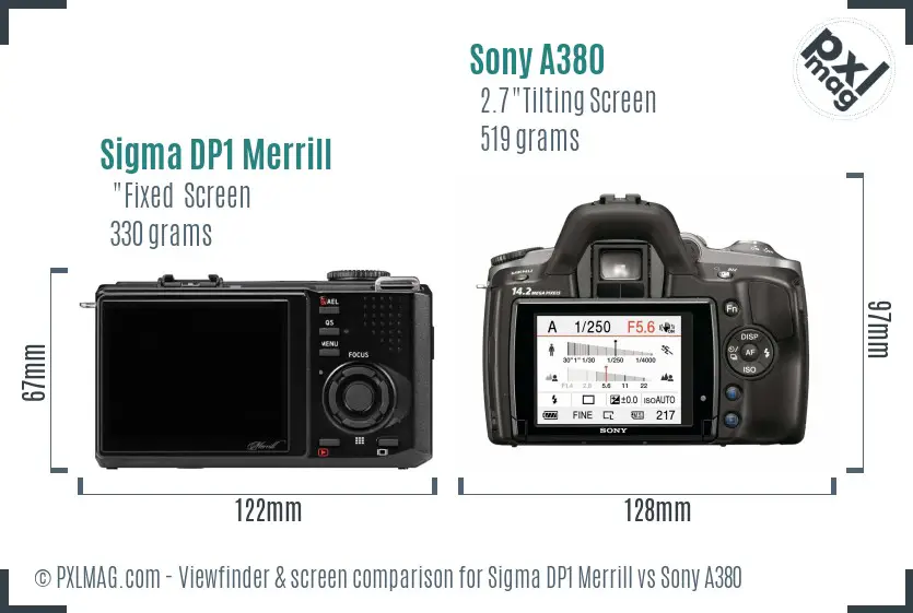 Sigma DP1 Merrill vs Sony A380 Screen and Viewfinder comparison