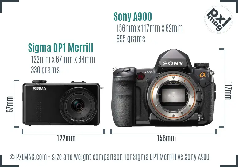 Sigma DP1 Merrill vs Sony A900 size comparison Sigma DP1 Merrill vs Sony A900 size comparison