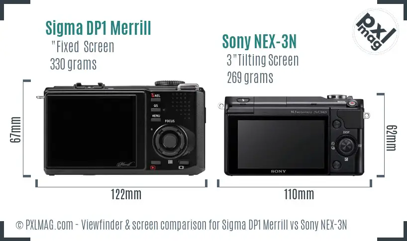 Sigma DP1 Merrill vs Sony NEX-3N Screen and Viewfinder comparison Sigma DP1 Merrill vs Sony NEX-3N Screen and Viewfinder comparison