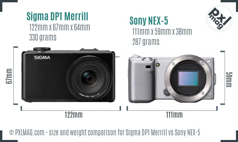 Sigma DP1 Merrill vs Sony NEX-5 size comparison