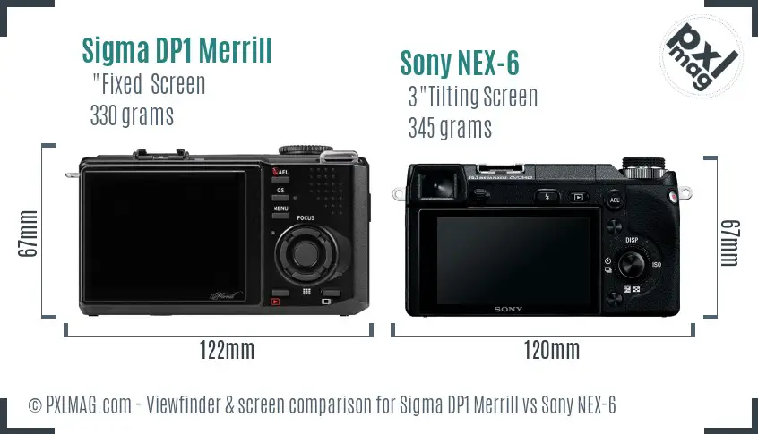 Sigma DP1 Merrill vs Sony NEX-6 Screen and Viewfinder comparison