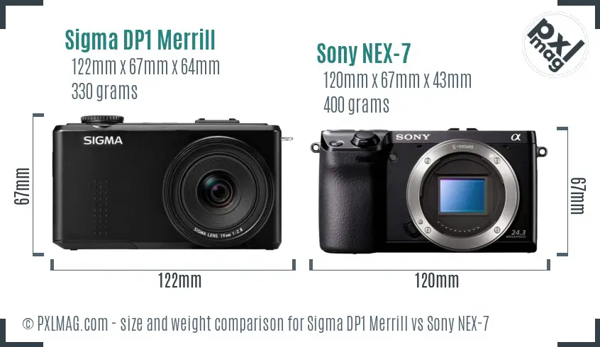 Sigma DP1 Merrill vs Sony NEX-7 size comparison