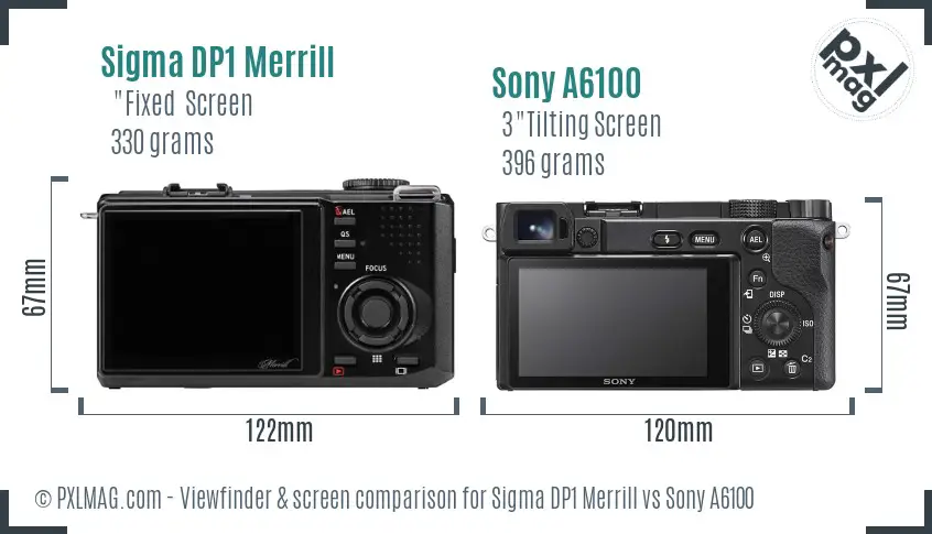 Sigma DP1 Merrill vs Sony A6100 Screen and Viewfinder comparison