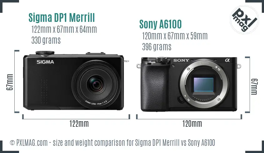 Sigma DP1 Merrill vs Sony A6100 size comparison