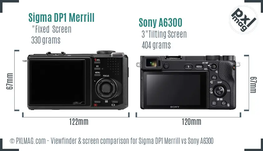 Sigma DP1 Merrill vs Sony A6300 Screen and Viewfinder comparison