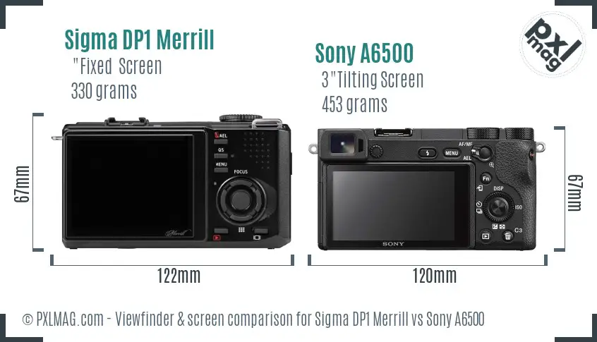 Sigma DP1 Merrill vs Sony A6500 Screen and Viewfinder comparison