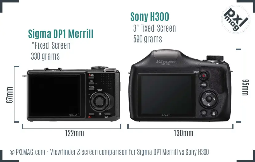 Sigma DP1 Merrill vs Sony H300 Screen and Viewfinder comparison