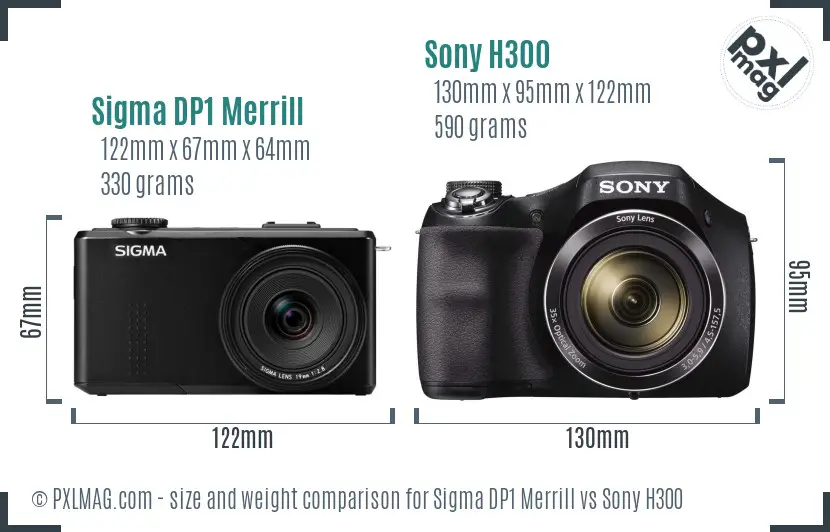 Sigma DP1 Merrill vs Sony H300 size comparison