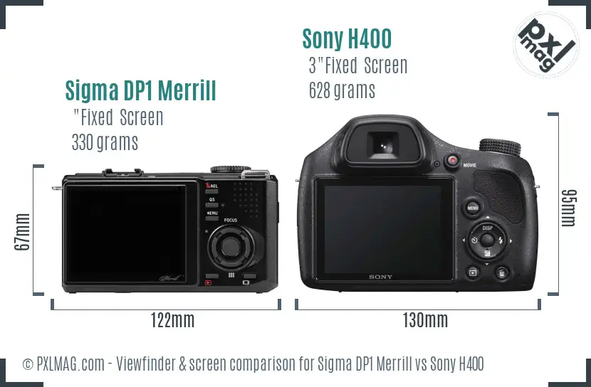 Sigma DP1 Merrill vs Sony H400 Screen and Viewfinder comparison Sigma DP1 Merrill vs Sony H400 Screen and Viewfinder comparison