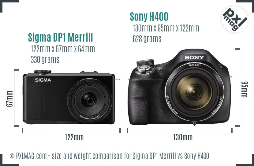 Sigma DP1 Merrill vs Sony H400 size comparison Sigma DP1 Merrill vs Sony H400 size comparison