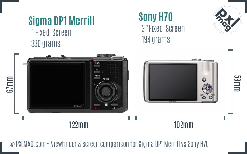 Sigma DP1 Merrill vs Sony H70 Screen and Viewfinder comparison