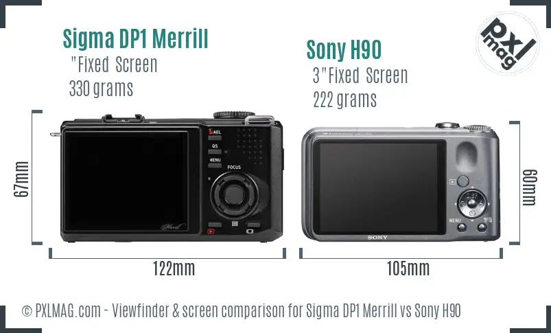 Sigma DP1 Merrill vs Sony H90 Screen and Viewfinder comparison Sigma DP1 Merrill vs Sony H90 Screen and Viewfinder comparison