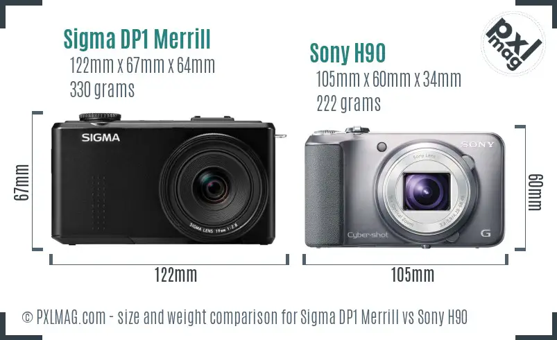 Sigma DP1 Merrill vs Sony H90 size comparison Sigma DP1 Merrill vs Sony H90 size comparison