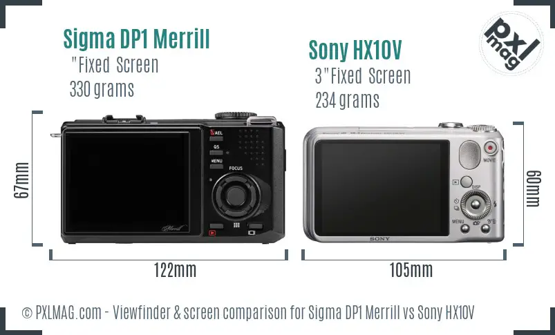 Sigma DP1 Merrill vs Sony HX10V Screen and Viewfinder comparison