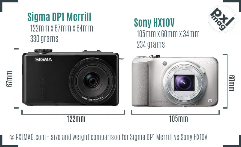 Sigma DP1 Merrill vs Sony HX10V size comparison