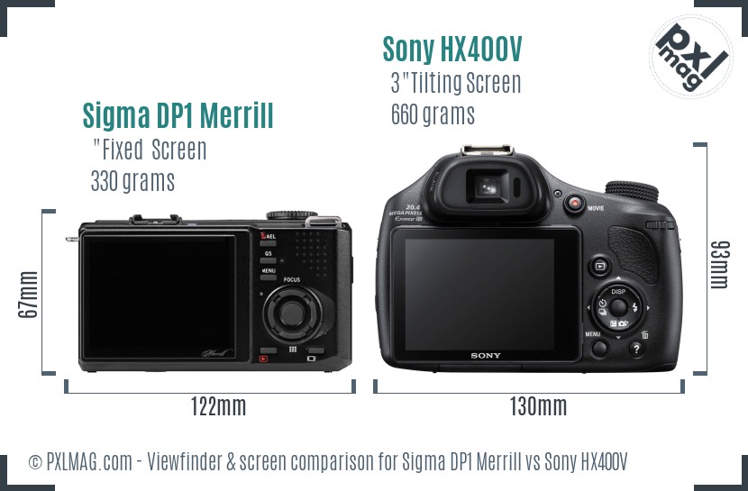 Sigma DP1 Merrill vs Sony HX400V Screen and Viewfinder comparison
