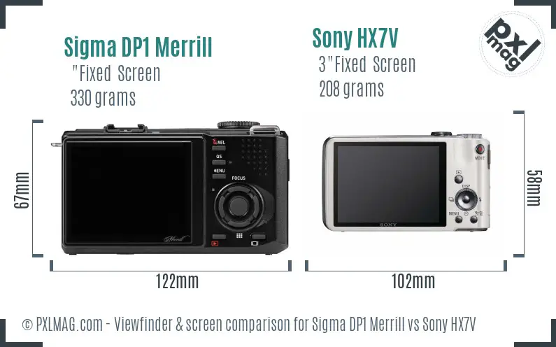 Sigma DP1 Merrill vs Sony HX7V Screen and Viewfinder comparison