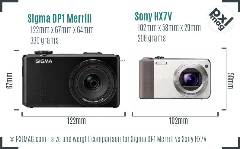 Sigma DP1 Merrill vs Sony HX7V size comparison