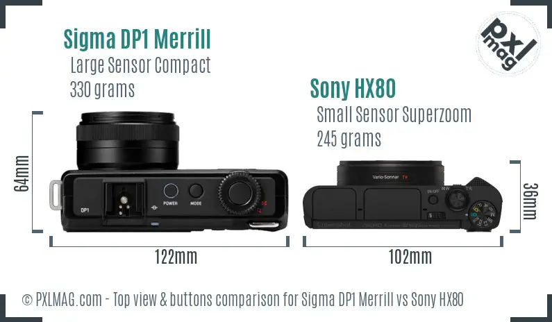 Top view design and control layout: Sigma DP1 Merrill vs Sony HX80