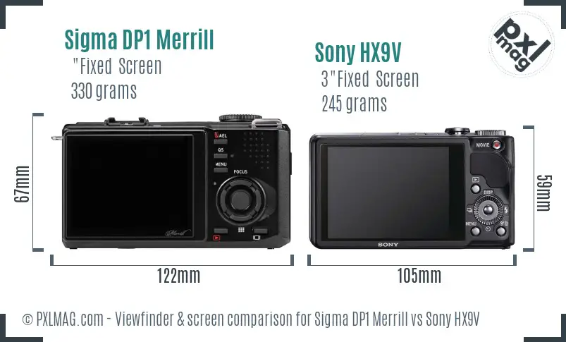 Sigma DP1 Merrill vs Sony HX9V Screen and Viewfinder comparison Sigma DP1 Merrill vs Sony HX9V Screen and Viewfinder comparison