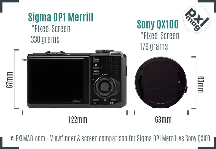 Sigma DP1 Merrill vs Sony QX100 Screen and Viewfinder comparison