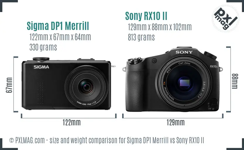 Sigma DP1 Merrill vs Sony RX10 II size comparison Sigma DP1 Merrill vs Sony RX10 II size comparison