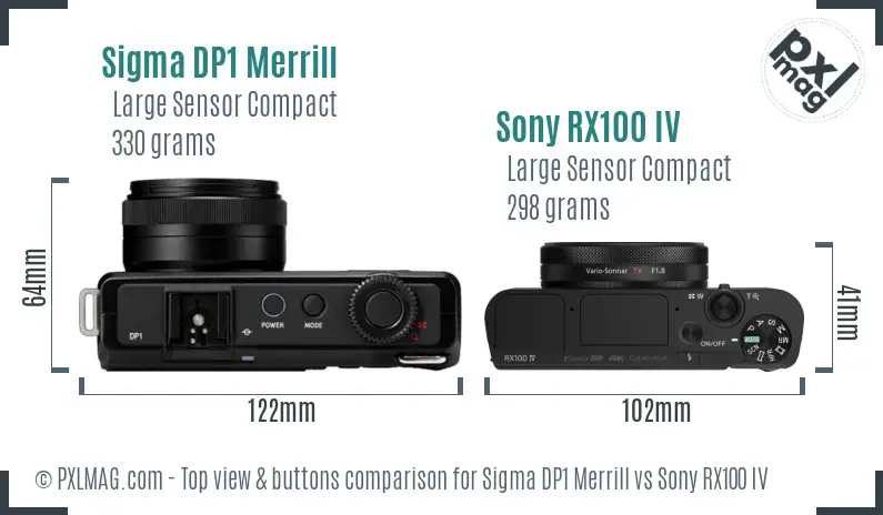 Sigma DP1 Merrill vs Sony RX100 IV top view buttons comparison