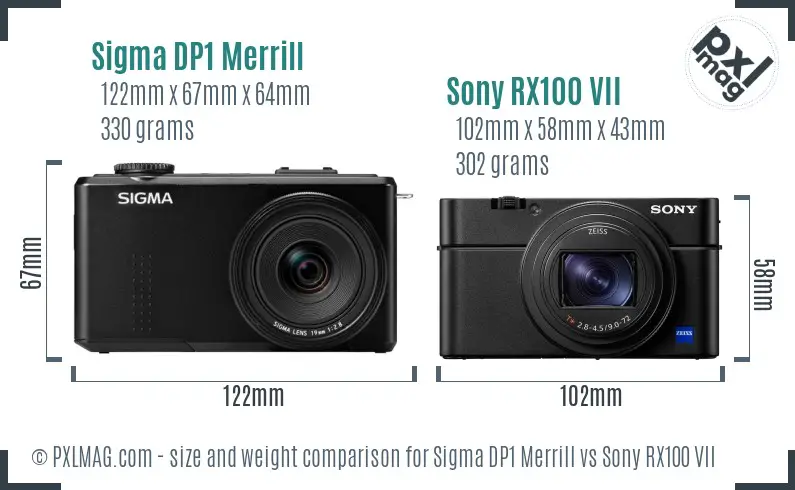 Sigma DP1 Merrill vs Sony RX100 VII size comparison