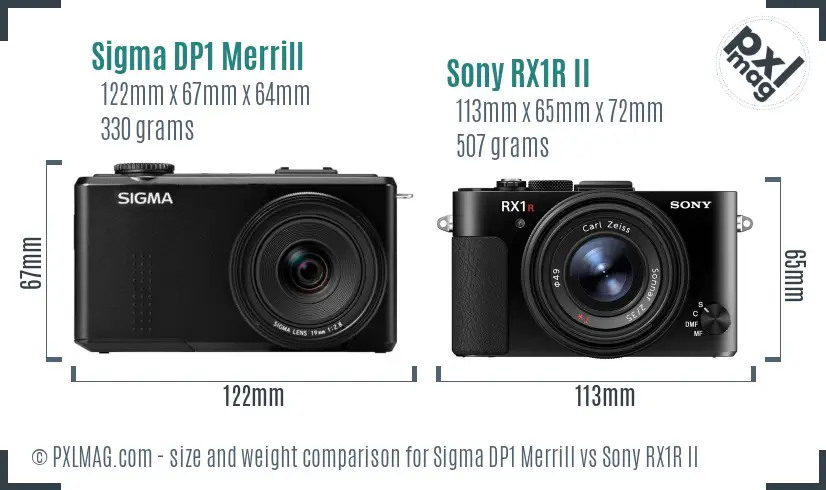Sigma DP1 Merrill vs Sony RX1R II size comparison