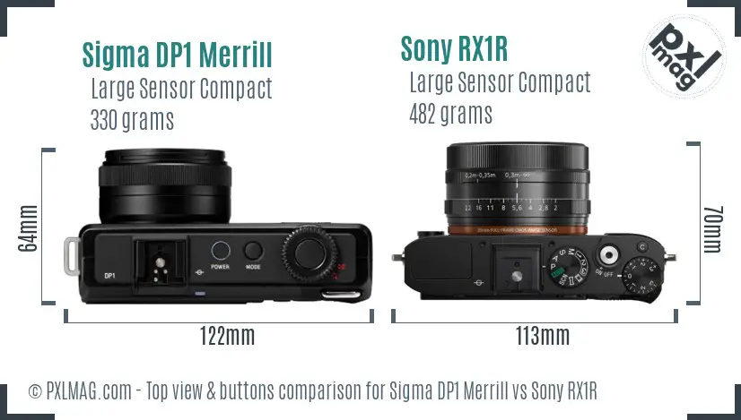 Sigma DP1 Merrill vs Sony RX1R top view buttons comparison