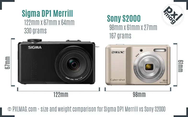 Sigma DP1 Merrill vs Sony S2000 size comparison