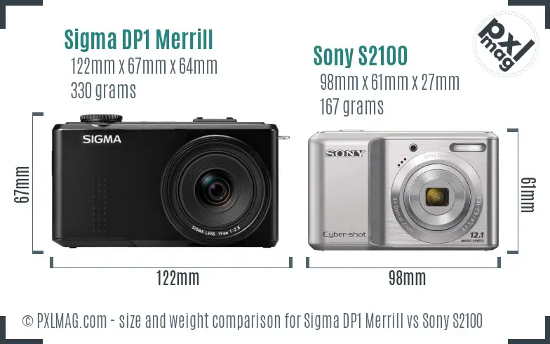 Sigma DP1 Merrill vs Sony S2100 size comparison Sigma DP1 Merrill vs Sony S2100 size comparison