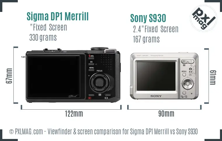 Sigma DP1 Merrill vs Sony S930 Screen and Viewfinder comparison