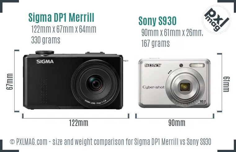 Sigma DP1 Merrill vs Sony S930 size comparison