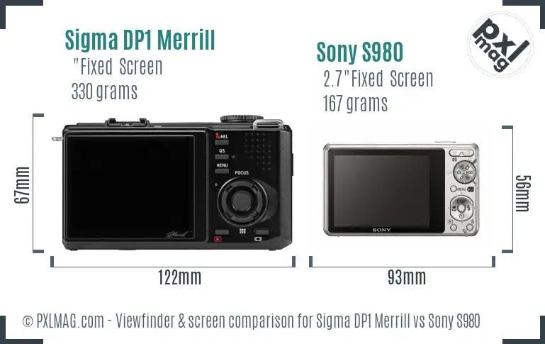 Sigma DP1 Merrill vs Sony S980 Screen and Viewfinder comparison Sigma DP1 Merrill vs Sony S980 Screen and Viewfinder comparison