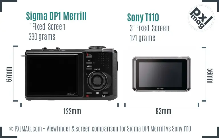 Sigma DP1 Merrill vs Sony T110 Screen and Viewfinder comparison